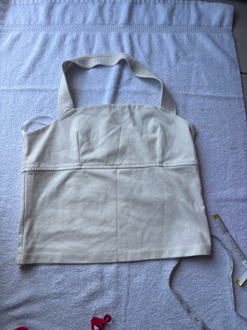 Anthropologie Cream Strapless Halter Ribbed-Back Dress - Picture 4 of 10